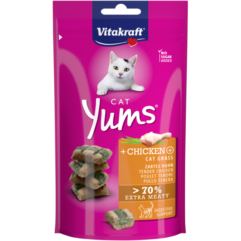 Cat Yums - Poulet, Herbe à chat et inuline - 40 g
